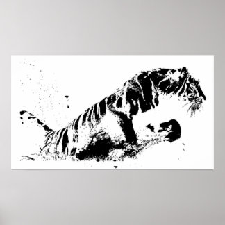 Affiche d'attaque de tigre - Silhouette de tigre