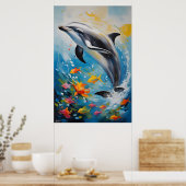 Affiche | Dauphin | Style de peinture à l'huile (Cuisine)