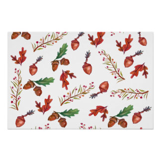 Affiche d'automne, feuilles, gland