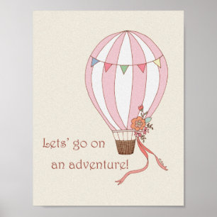 Affiche d'aventure en montgolfière Art mural rétro