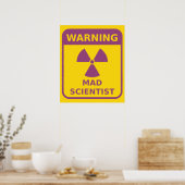 Affiche d'avertissement de scientifique fou (Cuisine)