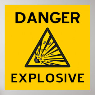 Affiche d'avertissement explosive