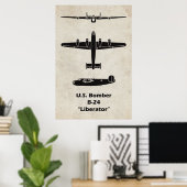 Affiche d'avion B-24 Liberator pour décoration d'a (Bureau à domicile)