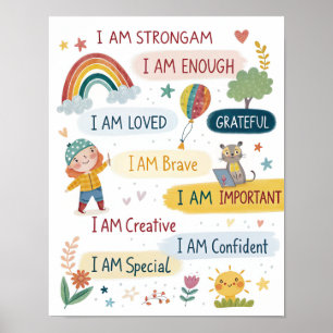 Affiche de affirmations positives arc-en-ciel pour