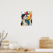 Affiche de amants s'embrassant dans l'art pop abst (Cuisine)