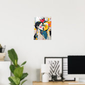 Affiche de amants s'embrassant dans l'art pop abst (Bureau à domicile)