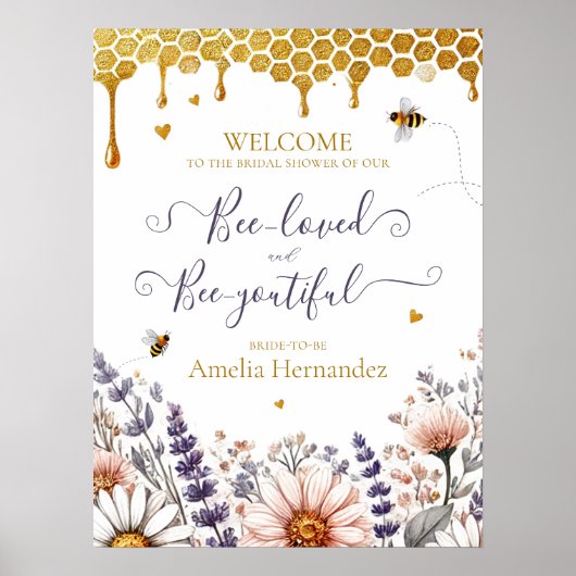 Affiche de Baby Shower 'Aimée et Belle comme une A (Devant)