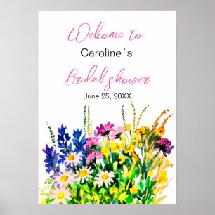 Affiche de baby shower de mariage aux fleurs sauva