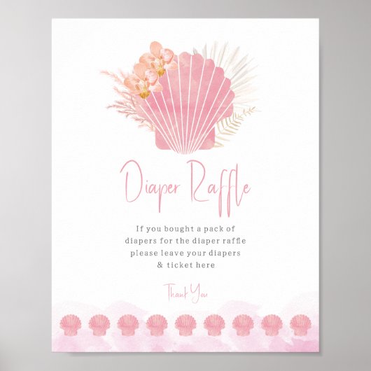 Affiche de Baby Shower Loterie de Couches Bohème C (Devant)