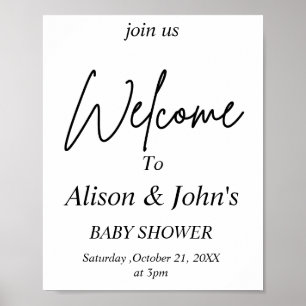 Affiche de Baby Shower Noir et Blanc