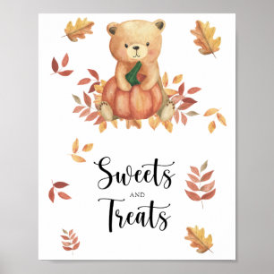 Affiche de baby shower ours en citrouille, douceur