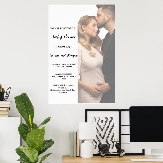 Affiche de Baby Shower photo simple moderne (Bureau à domicile)