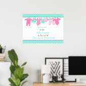 Affiche de baby shower pour bébé rose et verte (Bureau à domicile)