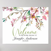 Affiche de Baby Shower Rose Fleur de Cerisier (Devant)
