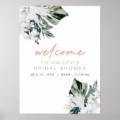 Affiche de Baby Shower Rose Tropical Pampas Palmie (Devant)