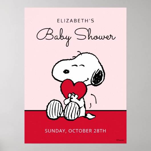Affiche de Baby Shower Snoopy | Petit Chéri (Devant)