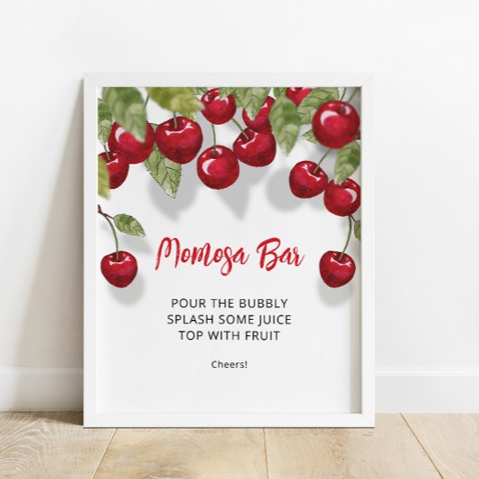 Affiche de Baby Shower Sweet Cherry Momosa Bar