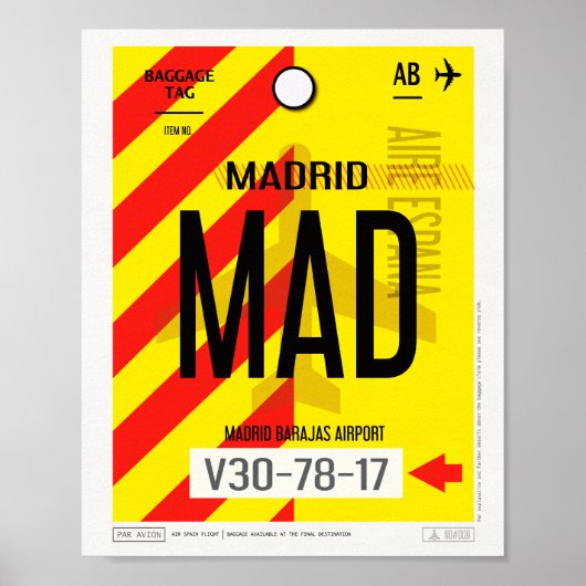 Affiche de bagages de l'aéroport de Madrid (Devant)