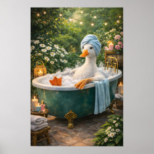 Affiche de bain de canard drôle, salle de bain ani