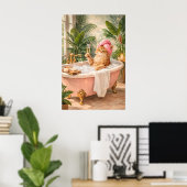 Affiche de bain de chat drôle, Impression de champ (Bureau à domicile)