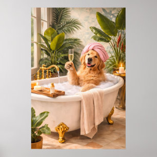 Affiche de bain de chien Retriever doré, Spa anima