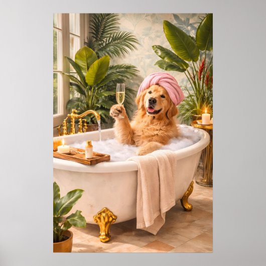 Affiche de bain de chien Retriever doré, Spa anima (Devant)