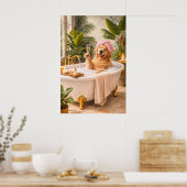 Affiche de bain de chien Retriever doré, Spa anima (Cuisine)