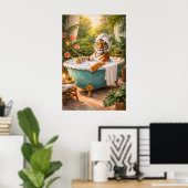 Affiche de bain de tigre, impression drôle de spa (Bureau à domicile)