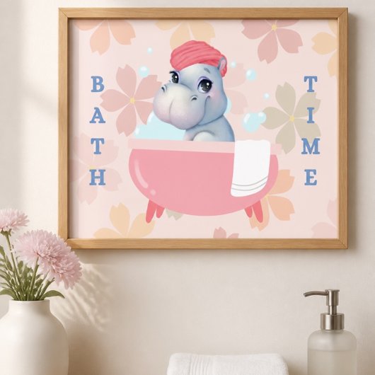 Affiche de bain d'hippopotame bébé