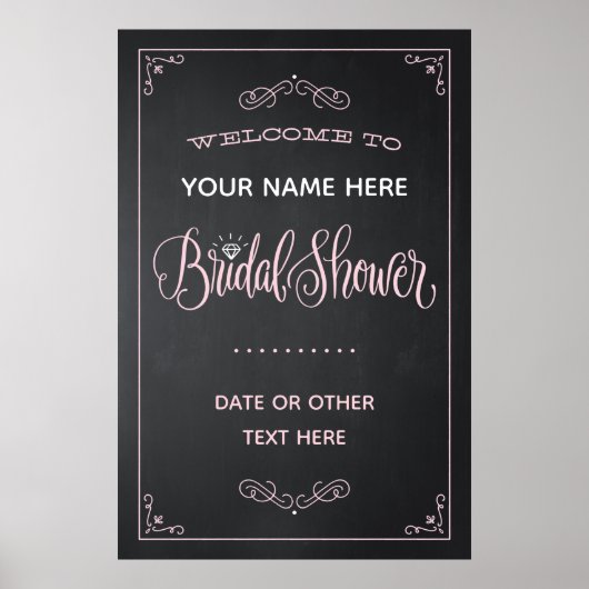 Affiche de bains de mariage de style tableau noir (Devant)