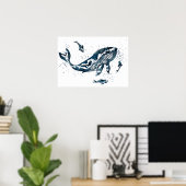 Affiche de baleine à l'aquarelle bleue (Bureau à domicile)