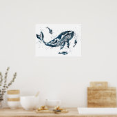 Affiche de baleine à l'aquarelle bleue (Cuisine)