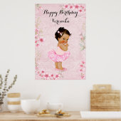 Affiche de ballerine bébé fille fleurs roses (Cuisine)