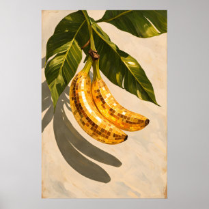 Affiche de banane disco, art mural de fruit funky