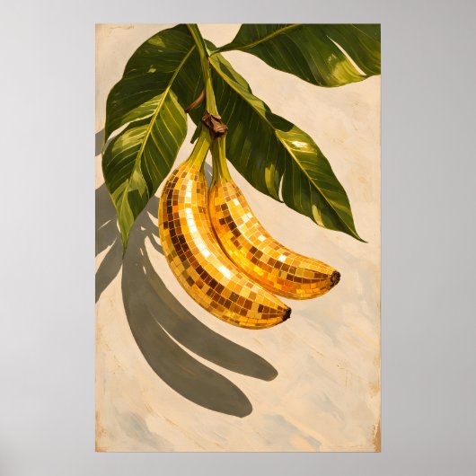 Affiche de banane disco, art mural de fruit funky (Devant)