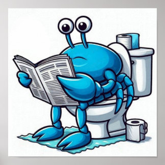 Affiche de bande dessinée de crabe bleu drôle
