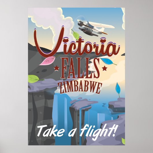 Affiche de bande dessinée des chutes Victoria Zimb (Devant)