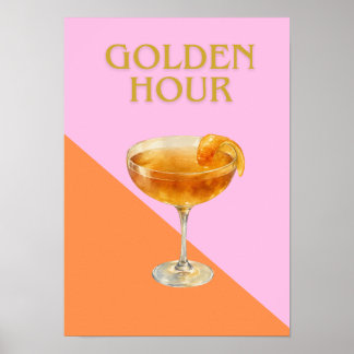 Affiche de bar à cocktails de l'heure dorée