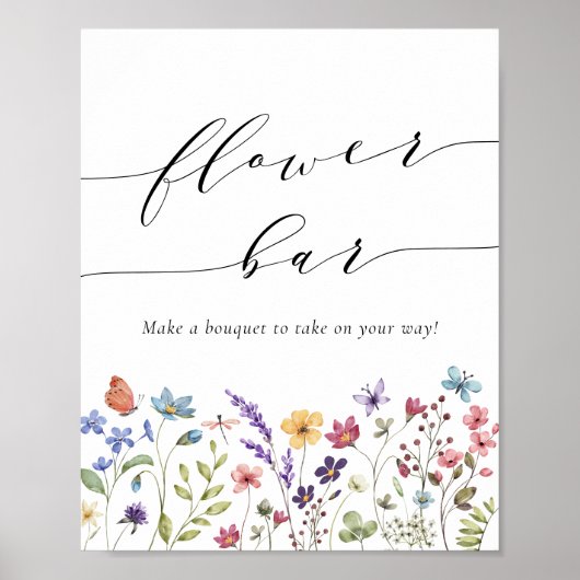Affiche de bar à fleurs de mariage floral printemp (Devant)
