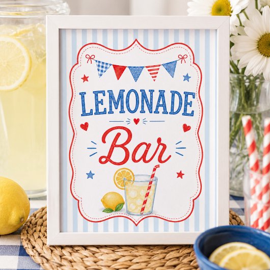 Affiche de bar à limonade Red White & Due