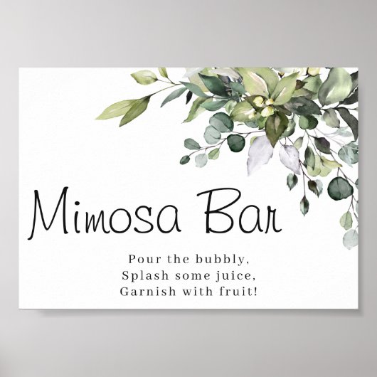 Affiche de bar à mimosa à l'aquarelle d'eucalyptus (Devant)