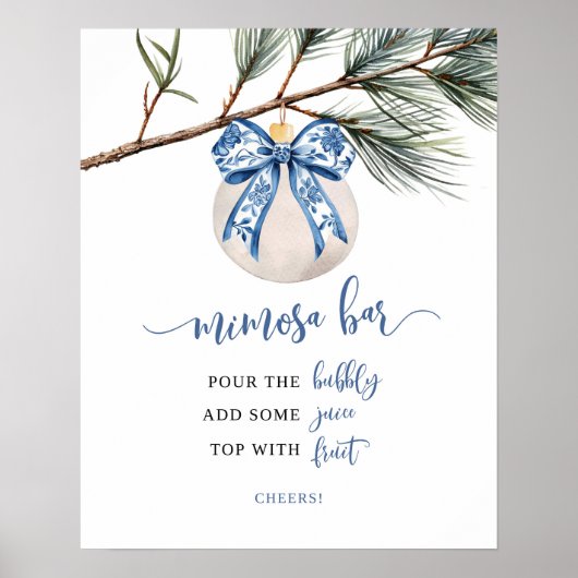 Affiche de bar à Mimosa en chinoiserie d'hiver Bow (Devant)