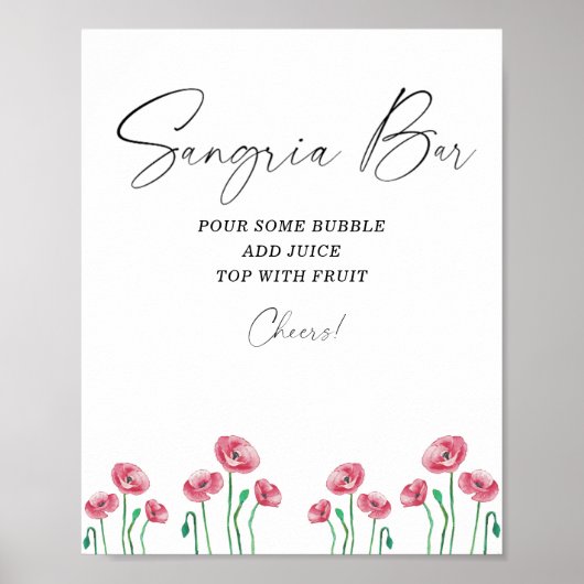 Affiche de bar à sangria florale moderne aquarelle (Devant)