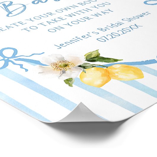 Affiche de bar de fleurs de douche de mariage au c (Coin)