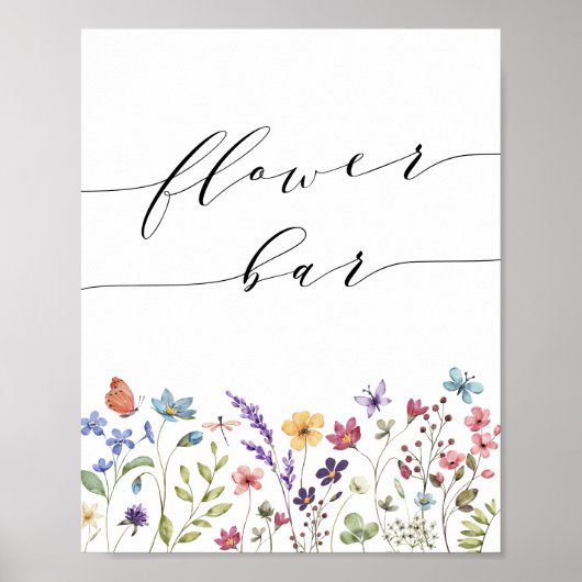 Affiche de bar de fleurs de mariage floral printem (Devant)