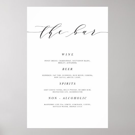 Affiche de bar de mariage 24x36 (Devant)
