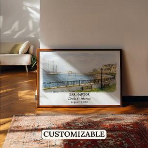 Affiche de Bar Harbor Maine, Aquarelle, Sur mesure