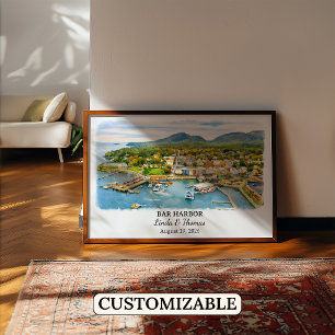 Affiche de Bar Harbor Maine, Aquarelle, Sur mesure