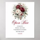 Affiche de Bar Ouvert Burgundy Blush Romantique (Devant)