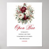 Affiche de bar ouvert Burgundy Blush rustique déco (Devant)